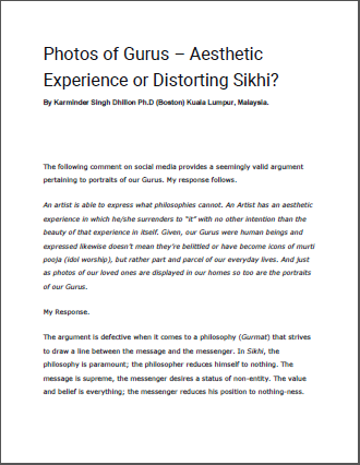 Photos of Gurus Aesthetic Experience or Distorting Sikhi By Karminder Singh Dhillon  